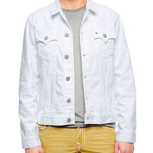 TRU RELIGION-WHITE TRUCKER MENS DENIM JACKET